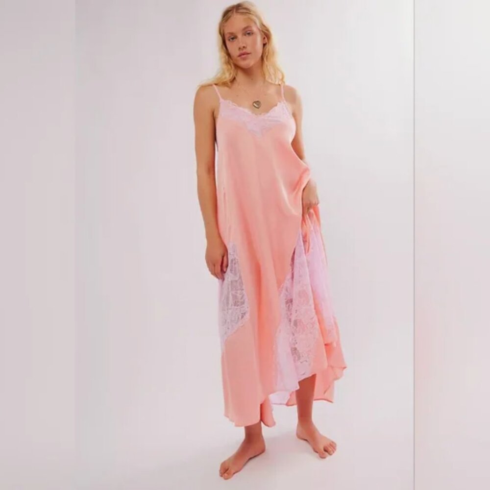 Free People Intimately Women Peach Bud Combo First Date Maxi Slip Size XS NWOT